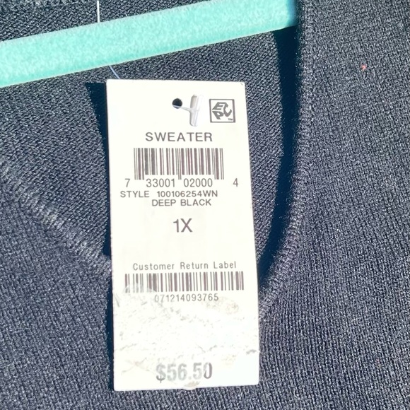 NWT-Sz 1X Style & Co black sweater with balloon sleeves & cut out - Picture 5 of 7